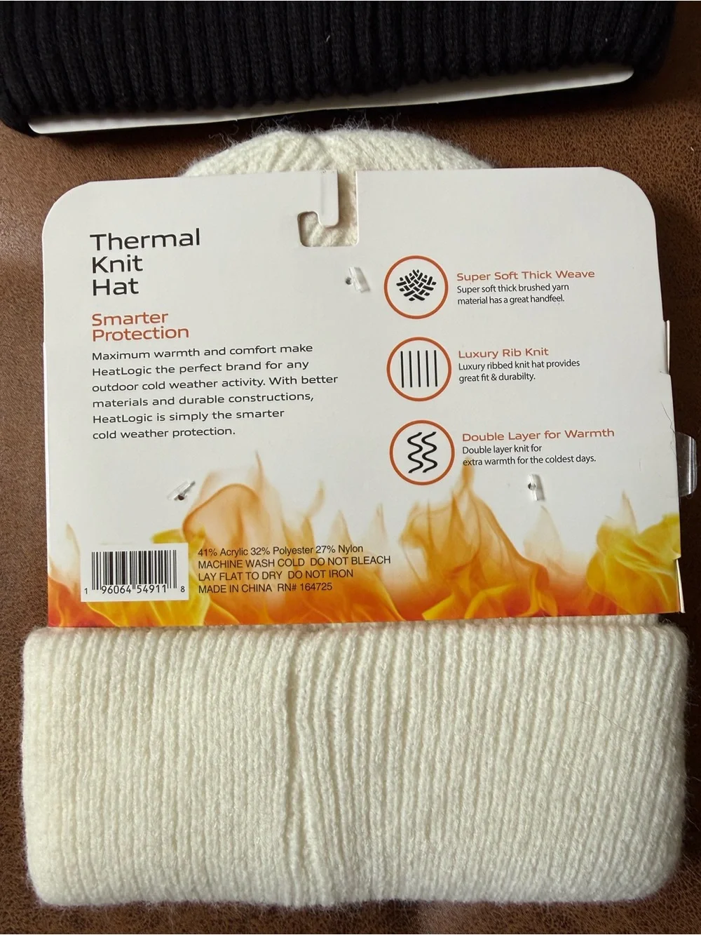 Women's Cozy Knit Hat Set — Black Pom & Cream Thermal